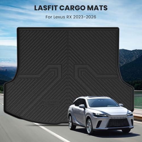 Image of LASFIT Cargo Mat for 2023-2026 Lexus RX RX350 RX350h RX500h, Black | All Weather RX350 RX350h Custom Fit TPE Cargo Liner, Full Coverage Secure-Fit Trunk Liner, Easy to Wash