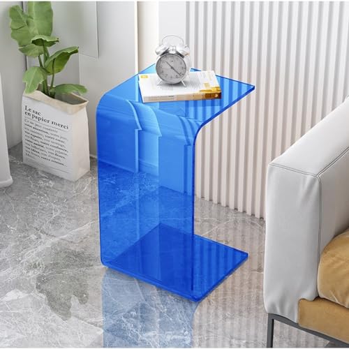 Mesa auxiliar en forma de C con tablero de acrílico para sofá y ordenador portátil