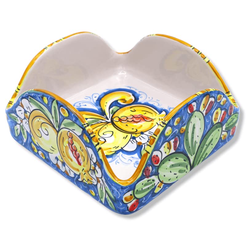 Porte-serviettes céramique Caltagirone stable anti-envol pour table et terrasse