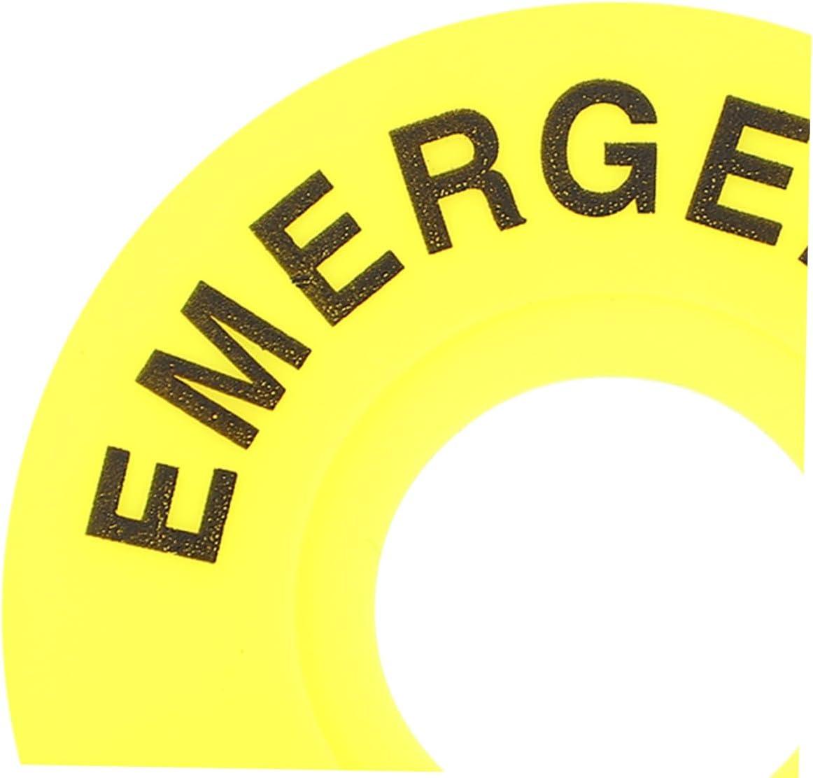 8pcs Yellow Emergency Stop Button Sign Decal High Visibility Safety Caution Ring for Push Button Switch Replacement Material for Industrial Use