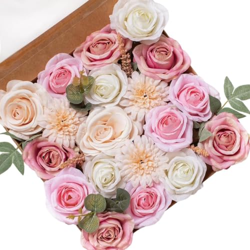 FANKO Artificial Flowers DIY Bouquet Combo Faux Rose for Home Decor