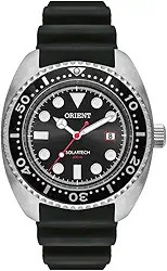Relógio Orient Masculino Solar Tech 200M - MBSP1038/P1PX - Prata com Mostrador Preto e Pulseira de Silicone Preta