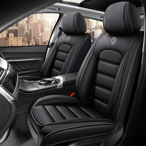 Image of Fit for Sedan SUV Pick-up Truck,Automotive,Ice Slik Nappa Leather Car Seat Covers,Waterproof Durability Washable Seat Covers,5 Seat Complete Set Standard Full Coverage Car Seat Cover(Black)