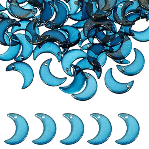 Pendentif en forme de lune en verre et feuille d'or uxcell, breloque en cristal raffinée