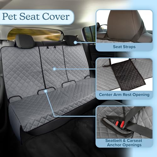 Dog Car Seat Cover for Back Seat - Water-Resistant Car Seat Protector for Cars, Trucks, and SUVs - Seat Cover Protects from Scratches, Mud, Pet Hair, and Accidents - Car Accessories by PETMAKER (Gray) by PETMAKER - Used condition - Image 2
