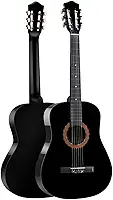 Violão Clássico 38 Polegadas, Corpo C-Type em Tília com Acabamento em ABS, Cordas de Nylon e Cavalete Resistente, Ideal para Iniciantes e Estudantes de Música (Preto)