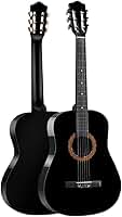 Violão Clássico 38 Polegadas, Corpo C-Type em Tília com Acabamento em ABS, Cordas de Nylon e Cavalete Resistente, Ideal para Iniciantes e Estudantes de Música (Preto)