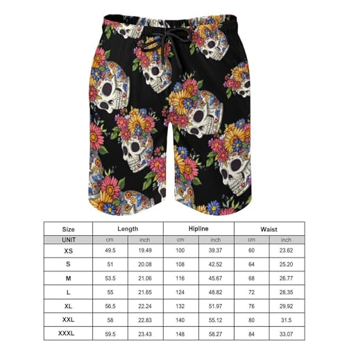 Flower Skull Men's Swim Trunks Quick Dry Board Shorts Hawaiian Beach Shorts With Pocket2