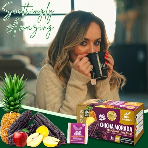 HANAN PERUVIAN SECRETS Chicha Morada Purple Corn Tea I Inka Drink Classic Purple Corn Juice from Peru I All 100% natural ingredients rich in antioxidants and fiber for digestion