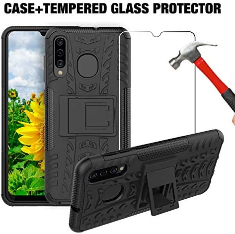 A50 Case,A50S Case,Heavy Duty Protective Cases for Samsung Galaxy A50 A50S A30 A30S A20 Protection Bumper (Tempered Glass + Black Case)