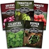 5 Variety Salsa Garden Seed Kit – Seeds for Planting Tomato, Tomatillo, Onion, Jalapeño & Cilantro | Non-GMO Heirloom Collection by Survival Garden Seeds