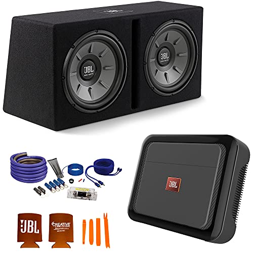 JBL JBLSTAGE1220BAM 2-12' Loaded Subwoofer Enclosure Club-A6001A 600 Watt Mono Amplifier and Wiring Kit
