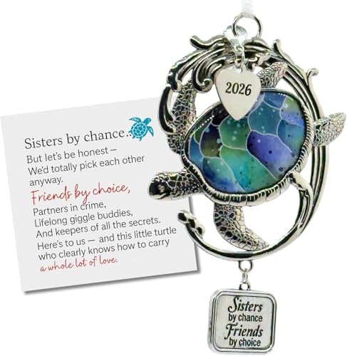2026 Turtle Sister Ornament - Sisters by Chance, Friends by Choice