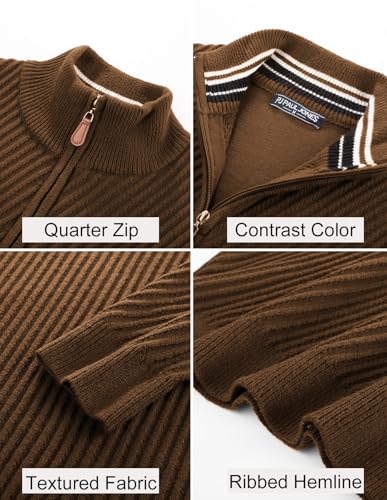 PJ PAUL JONES Mens Quarter Zip Pullover Sweaters Casual Knit Twill Texture Sweater3