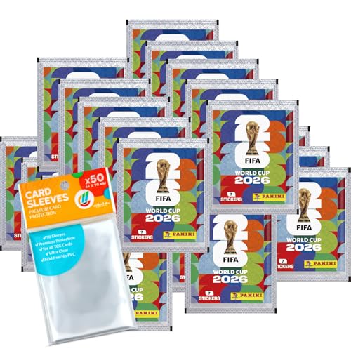 Bundle mit World Cup 2026 Sticker 25 Tüten + Exklusive Collect-it Hüllen (Eigenmarke Bundle)