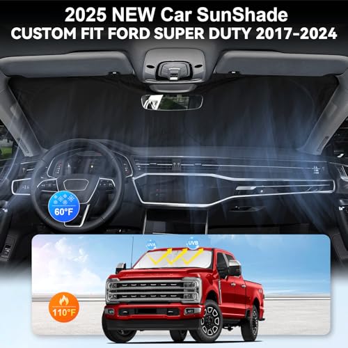 Sunshade for Ford F350 Windshield Sun Shade for Ford Super Duty F250 F450 F550 2017 2018-2024 2025 F-450 F-550 2Door 4Door Pickup Truck Accessories Front Window Shield Windshield Cover UV Sun Visor