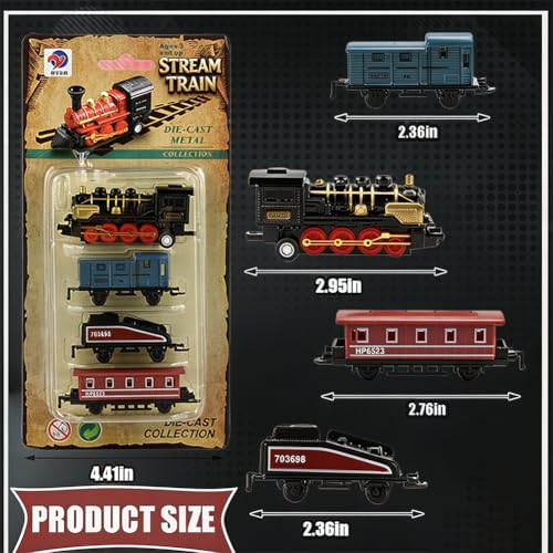 QYEHF Jouet de Train à Vapeur,Train Modèle Jouet Décoration,Mini Train à Vapeur Rétro Simulé,Ensemble Cadeau Jouets pour Cadeau Ensemble Train Modèle Jouet Décoration pour Garçons et Filles (Noir) – vue 3