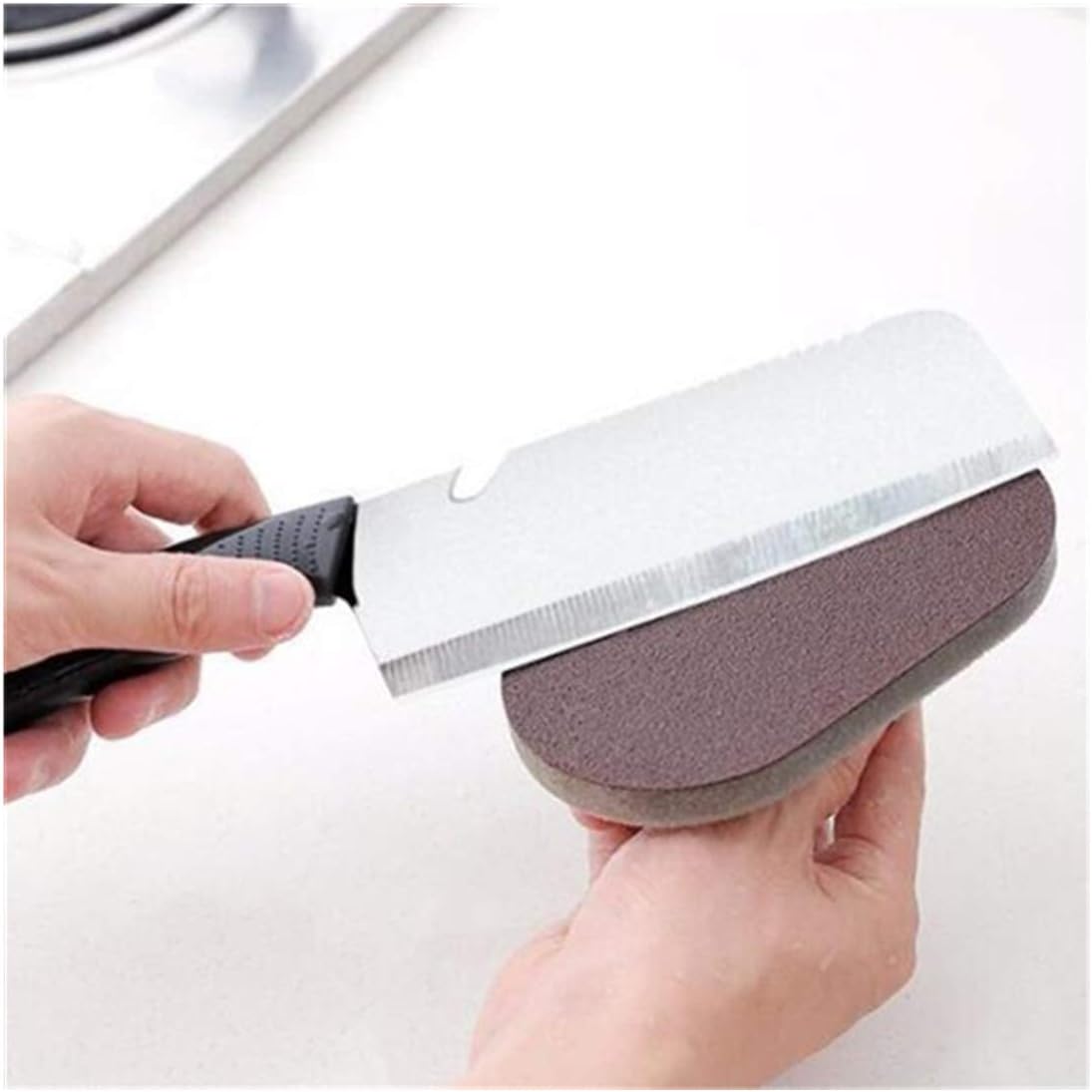 1 Pcs Emery Sponge Brush Eraser Cleaner Rust Cleaning Tool Kitchen Tool Sink Pot Bowl Scrubber Handle Grip (Brown)