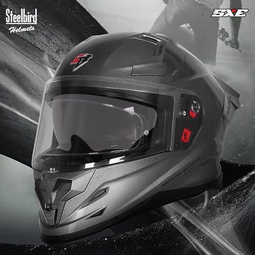 Image of Steelbird SBH-61 SXE Pinlock ISI and Dot Certified Full Face Helmet for Men and Women with Inner Silver Sunshield