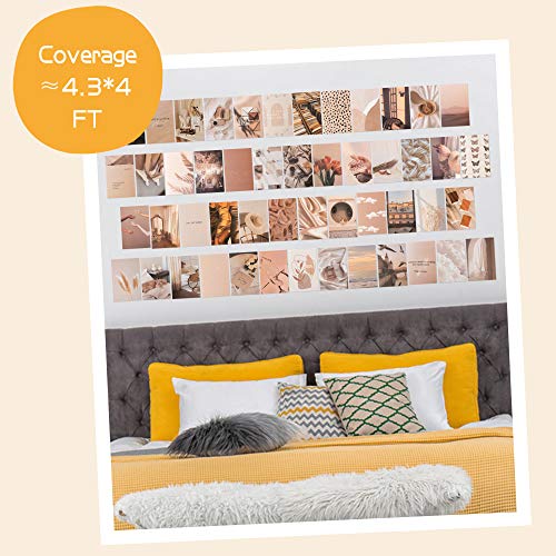 50PCS Beige Aesthetic Picture for Wall Collage, 4x6’’ Boho Cards, Cream Collage Print Kit, Warm Color Room Decor for Girls, Wall Art Print for Room, Dorm Photo Display, VSCO Poster for Bedroom