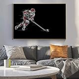 SYLSBAZGYS Eishockey-Sport-Plakat-abstrakte Schwarze Leinwand-Malerei-Wandkunst-Plakate und druckt Bilder für Wohnzimmer-Dekor-60x80cm Roll-Leinwand