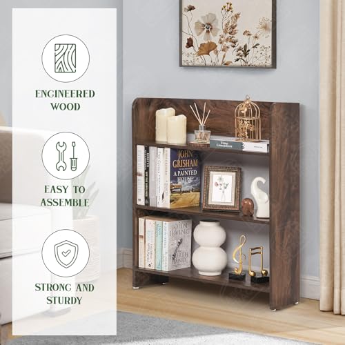 Image of ABOUT SPACE Bookshelf for Home - 3 Tier Books Rack for Study Room for Kids Multipurpose Open Shelf for Home, Office, School Engineered Wood Book Organizer Shelf (Walnut - L 62.5 x B 23.5 x H 80 cm)
