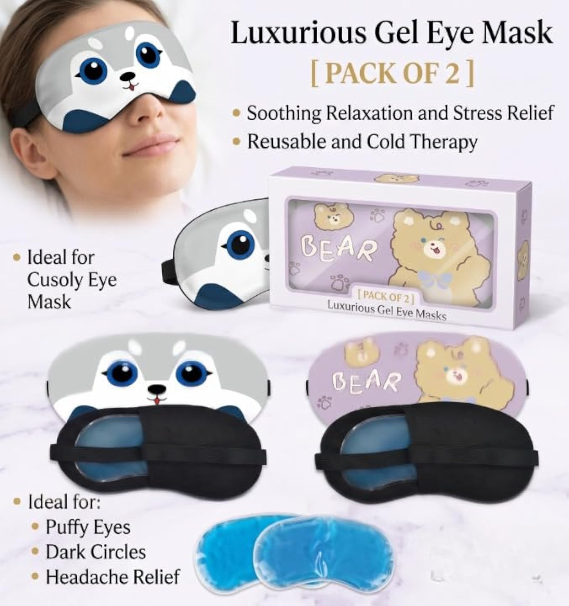Cooling Gel Eye Cover, Reusable Eye Mask