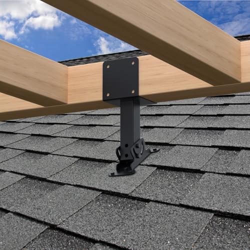 Catheralysia 4"x4" Heavy Duty Roof Riser Brackets, 180° Adjustable Angle Pergola Roof Brackets, Black Metal Roof Riser Brackets for Patio Cover, Pergola, Gazebo, Wood Post (3 Pack) by Catheralysia - Used condition - Image 6