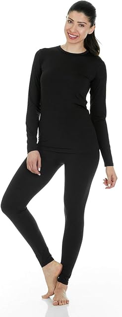 Thermajane Long Johns Roupa íntima térmica para mulheres, conjunto de pijama com camada de base forrada com lã para clima frio