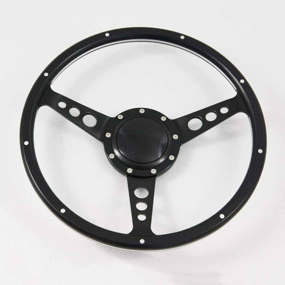14'' Laminated Black Forest Wood Steering Wheel with Horn Button