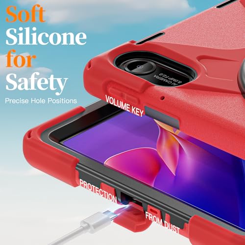 Image of ProElite for Xiaomi Redmi Pad 2 11 inch Case, Rugged 3 Layer Armor case Cover for Xiaomi Redmi Pad 2 11 inch Case with Hand Grip and Rotating Kickstand with Shoulder Strap, Red