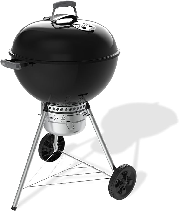 Weber Original Kettle Premium Charcoal Grill/Porcelain Enamelled Lid and Kettle, 57 cm Grill Surface, One Touch Cleaning System, Lid Thermometer, Tripod Stand and Wheels, Black