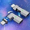 3C’S Adaptador magnético USB C de 240 W y 180 grados, (2 unidades) USB C de 11 pines adaptador magnético de ángulo recto de 90 grados 480 Mbps para Thunderbolt 4/3, MacBook Pro/Air, Steam Deck, PS5