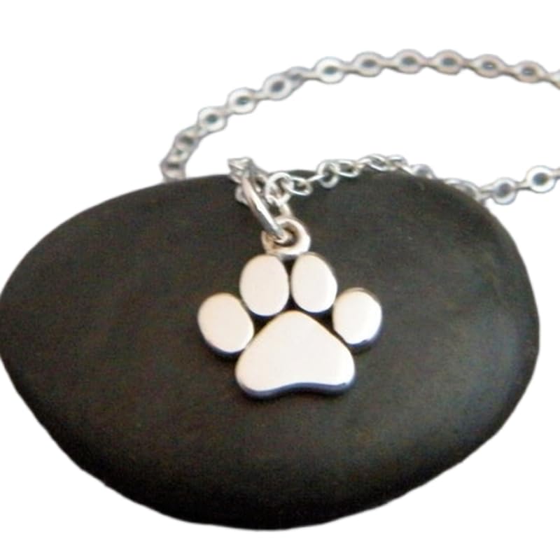 Collier empreinte de patte en argent, le cadeau idéal pour amoureux des animaux avec chaîne 45cm