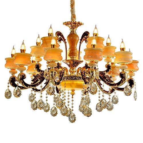 MinMin Araña de Cristal de Jade Natural Aleación de Zinc Salón Comedor Dormitorio Villa Iluminación del Edificio dúplex -6 Luces, 8 Luces, 10 Luces, 10 + 5 Luces Araña Decorativa Moderna