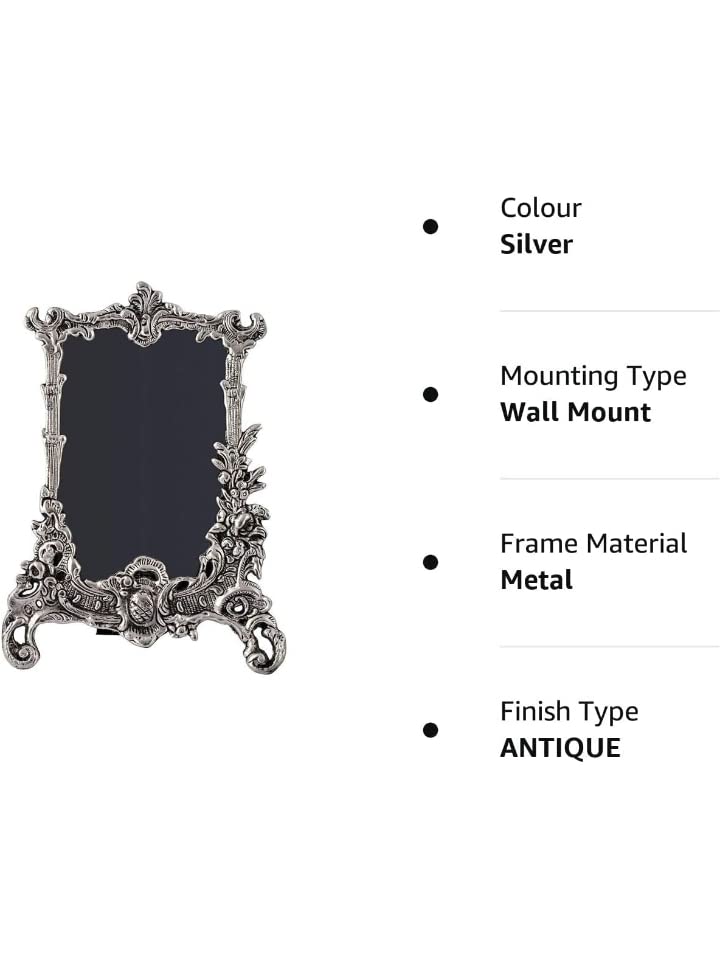 Image of LABHCART White Metal Rectangular Photo Frame (22 x 1 x 16 cm, Silver, Wall Mount)
