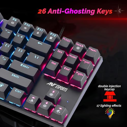 Image of Ant Esports Scorpion MK20 Wired 75% Mechanical Gaming Keyboard, 87 Keys Compact TKL Wired Linear Red Switches Detachable USB RGB Backlight Keyboard