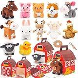 HAPGFS 12 piezas de animales de granja de peluche mini, adopta una mascota, bolsas de regalo de fiesta de granja, bolsas de...