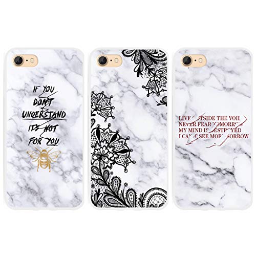 LeviDo 3X Funda Compatible para iPhone 7/iPhone 8 Silicona Bumper Caucho Caso TPU Delgado Goma para iPhone 7/iPhone 8 Antigolpes Parachoque Cover, Frase 1-Flor 3-Frase 2