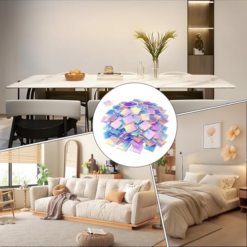 Bloques acrílicos de doble cara con azulejos holográficos que reflejan luz iridiscente 6