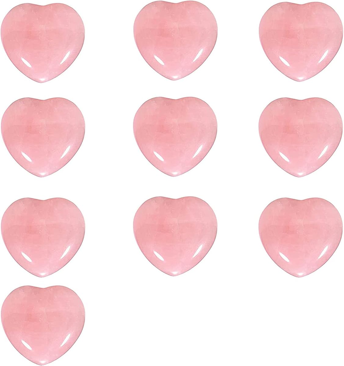 N\C 10 Piezas En Forma de corazón Cristal Rosa Cristal de Cuarzo Rosa Corazón Amor Corazón curativo Reiki Equilibrio Semiprecioso Herramienta de Masaje Facial Decoración del hogar Regalo de Piedras