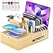 Smart Bamboo Wireless & USB Charging Station for Multiple Devices | Fast Charging Docking Station Organizer with 7 USB Ports and 1 Wireless Charging Pad for iPhone, iPad, iWatch, Android Phone&Tablet