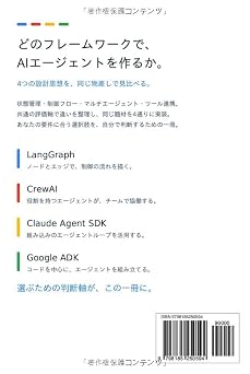 AIエージェント開発 フレームワーク選定の教科書: LangGraph・CrewAI・Claude Agent SDK・Google ADK 実践比較2026