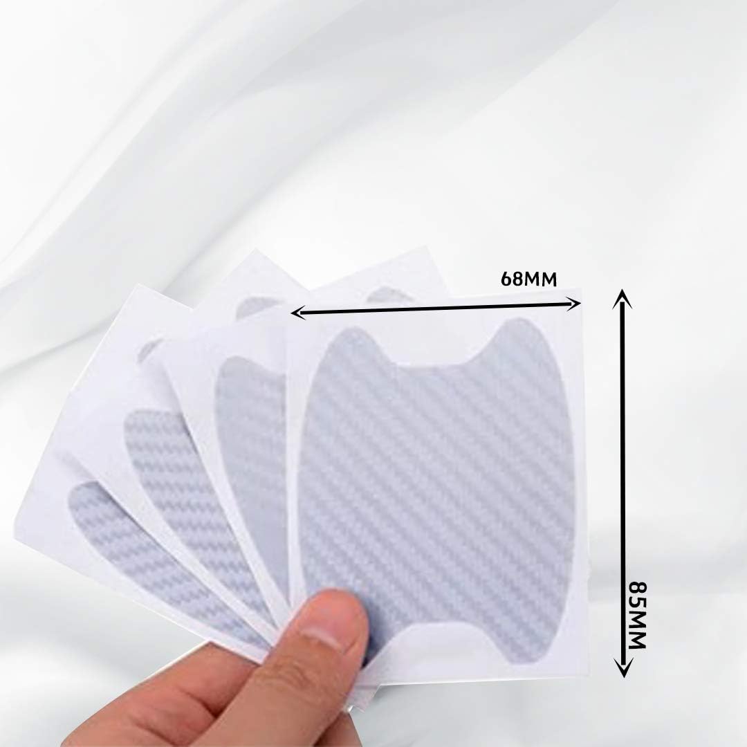 8 Pcs Universal Carbon Fiber Texture Auto Car Door Handle Cup Scratch Protection Films, Car Accessories, Fashion Car Stickers, Exterior Paint Protection Film Guards Adhesive Protector (Silver)