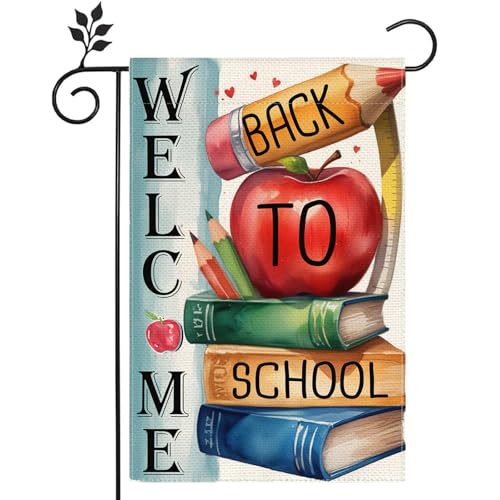 Welcome Back to School Pencil Book Garden Flag