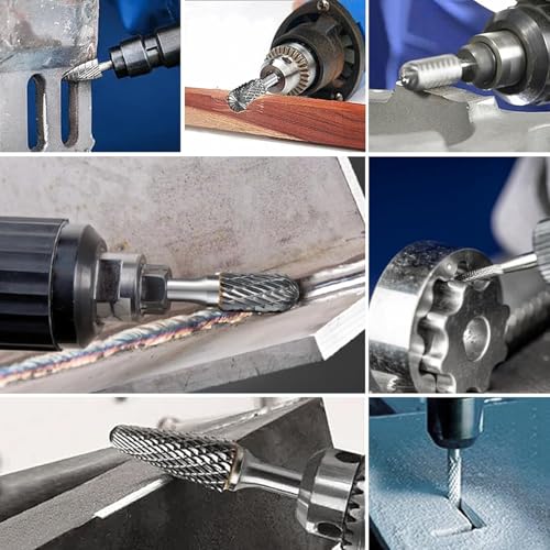 Hartmetall FräSstifte Set, 8 Stück Metall FräSer Wolframcarbid HartmetallfräSer Mit 1/4 (6mm) Schaft, Doppelschnitt MetallfräSer FräSbohrer RotationsfräSer Raspel FüR Metallpolieren, Gravieren