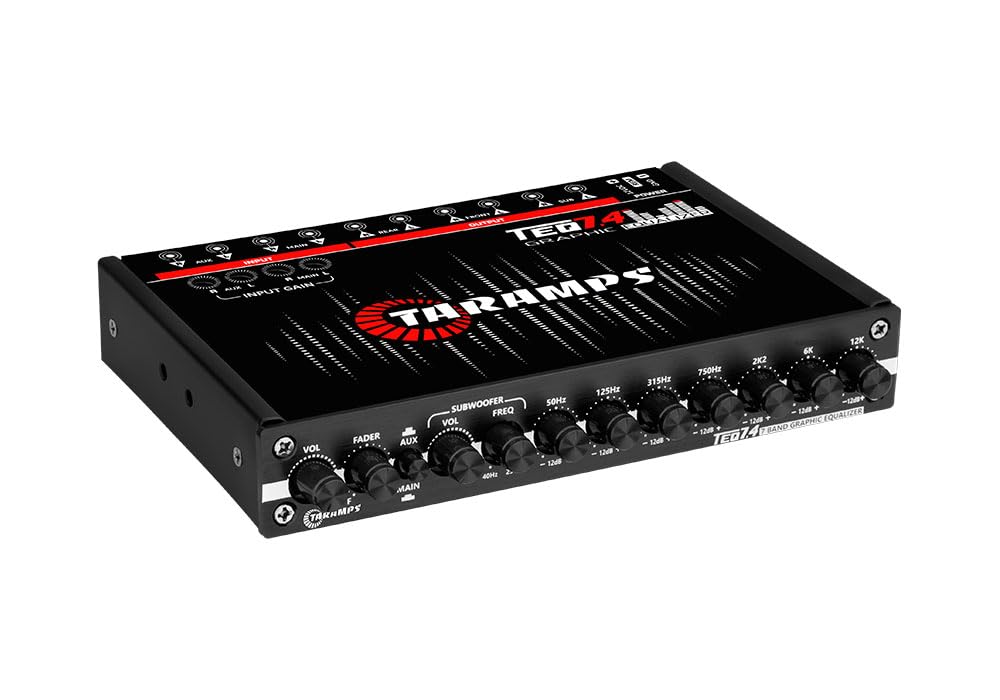 TARAMPS TEQ 7.4 Pro - Sistemas de audio para coche, ecualizador gráfico de 7 bandas, ecualizador de iluminación azul, capacidad avanzada, ajuste de canal de entrada, control de volumen principal