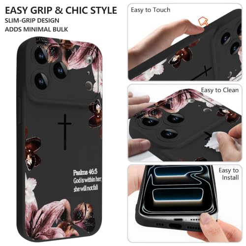 Coque iPhone 17 Pro Max croix chrétienne noire, cadeau idéal