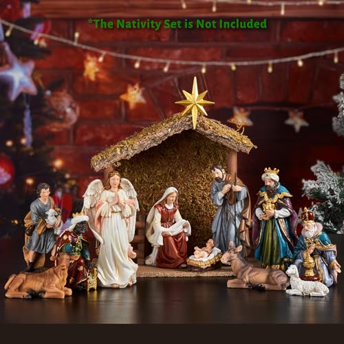 TOETOL Manjedoura para presépio para interior escala de 17,8 e 20,32 cm de madeira sagrada família p