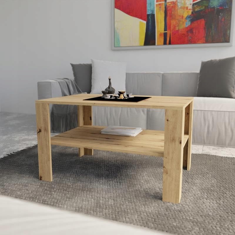 MATKAM Moderner Couchtisch B100 x T68 x H60 cm, Minimalistisches Design für Ihr Zuhause, Hochwertige Verarbeitung, einfache Montage (Artisan Eiche)